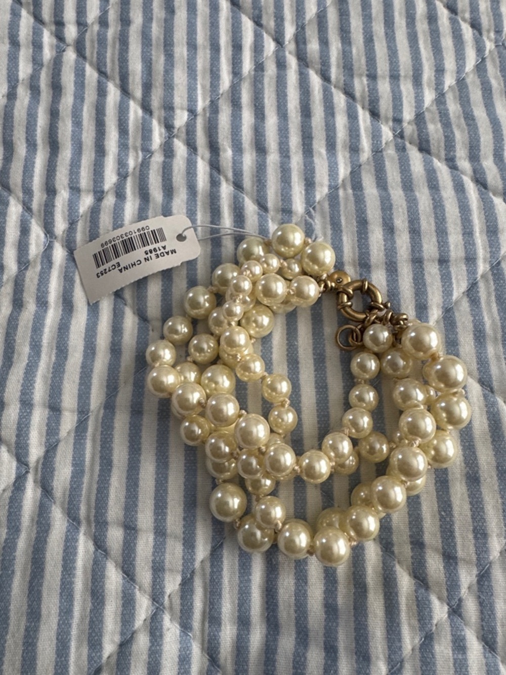 J. Crew Cream Pearl Multi-Strand Bracelet with Gold-Tone Clasp